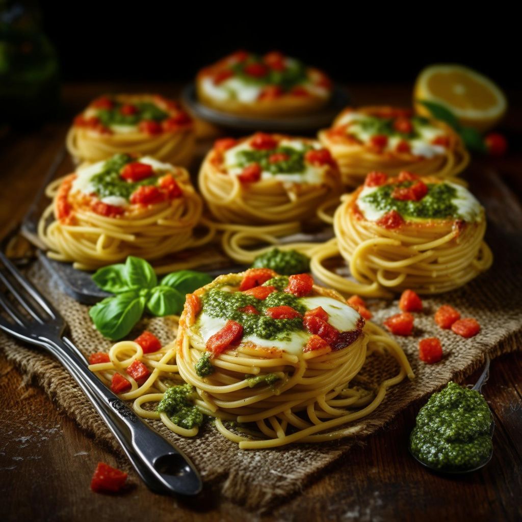 Spaghetti Nests with Pesto