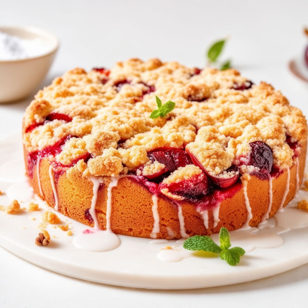 Wunderbarer Pflaumen-Crumble-Kuchen