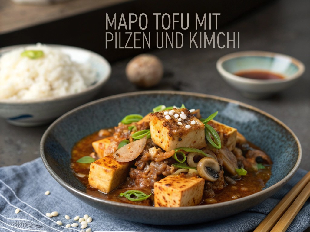 Mapo Tofu mit Pilzen und Kimchi