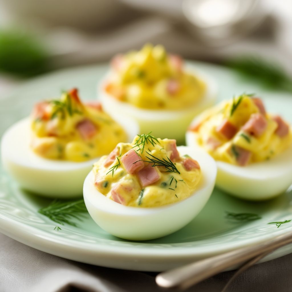Savory Stuffed Eggs with Herb and Ham