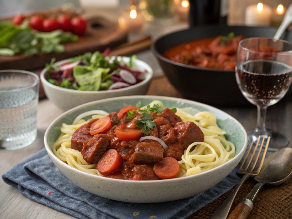 Würstchengulasch mit veganer Fleischwurst
