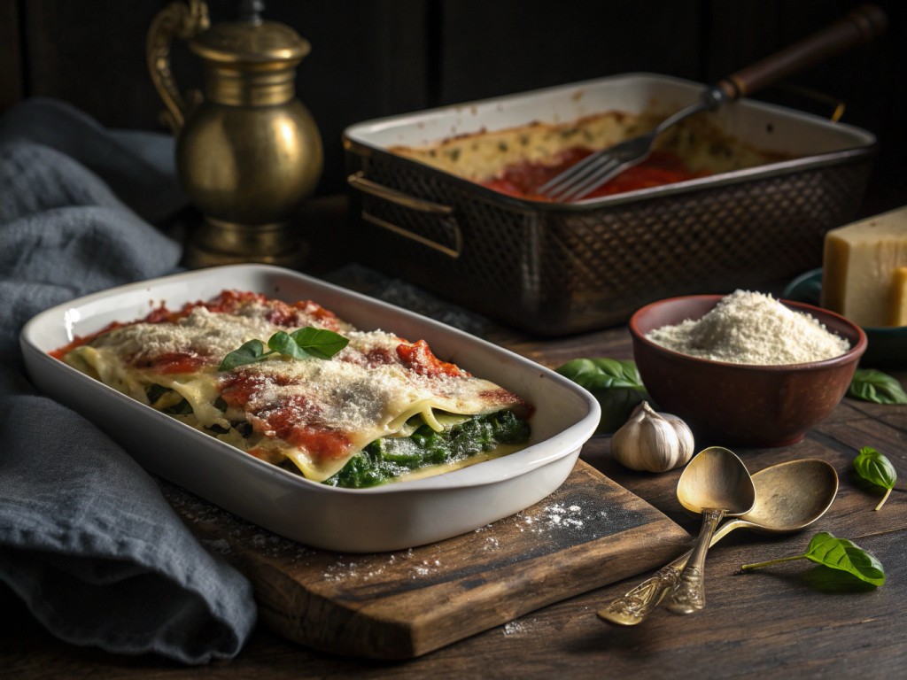 Spinat‑Frischkäse‑Pfannkuchen‑Auflauf