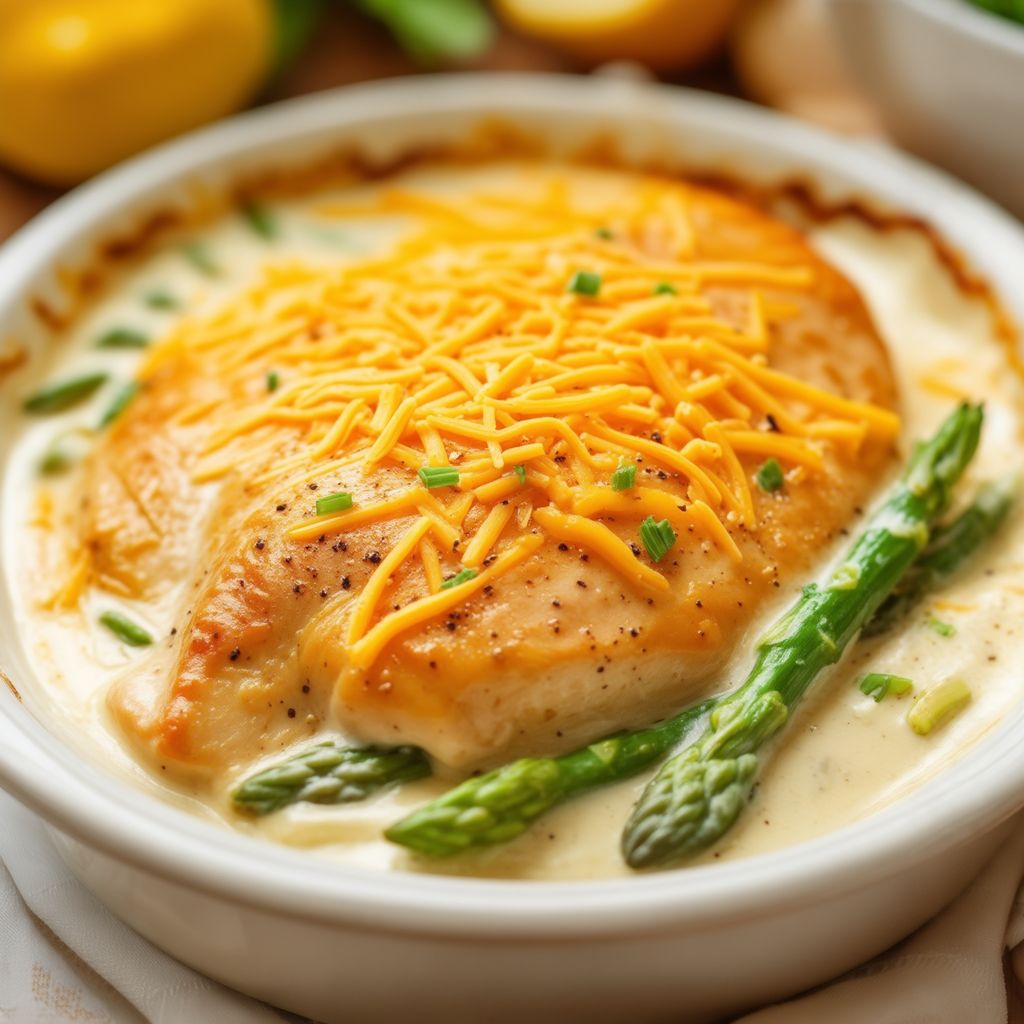 Cremiger Hähnchen- und Spargelauflauf