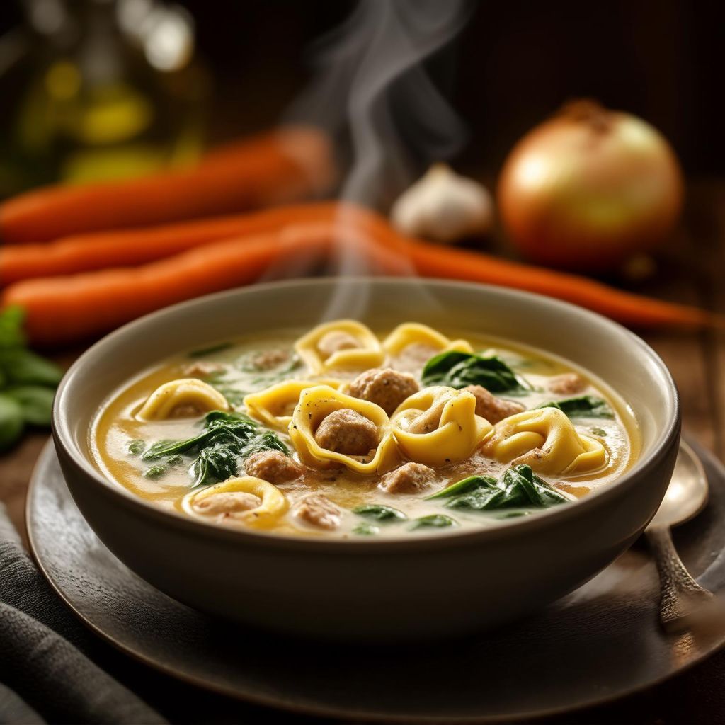 Cremige Wurst-Spinat-Tortellini-Suppe