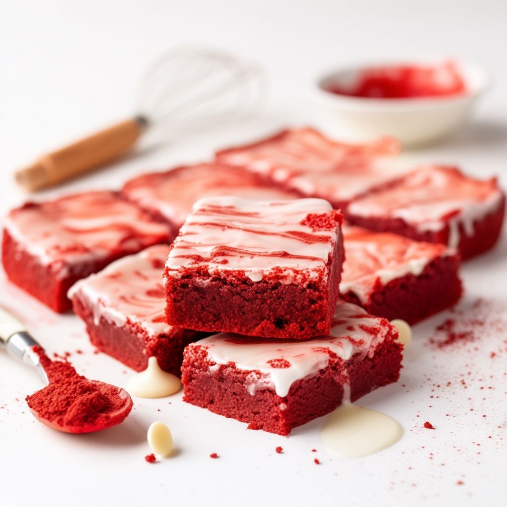 Decadent Red Velvet Blondies with Creamy White Chocolate Glaze
