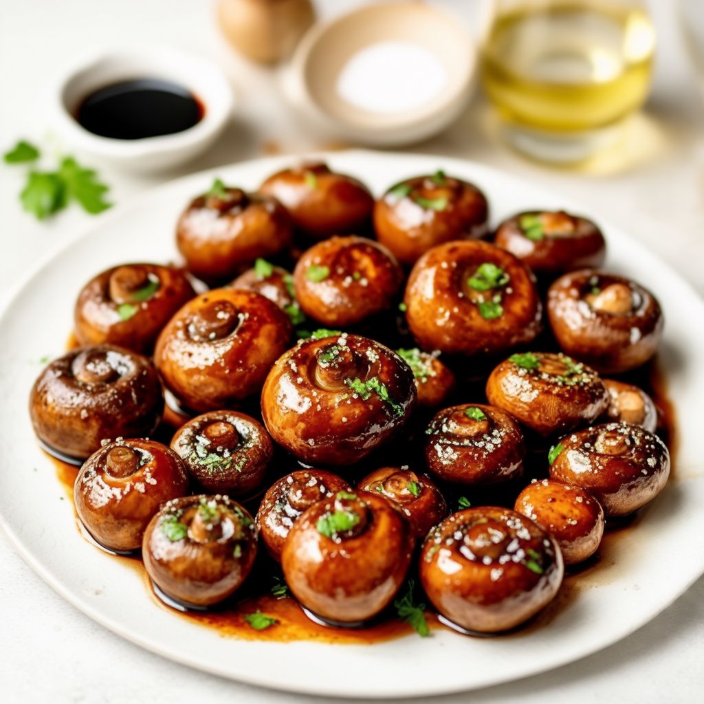 Knoblauch-Balsamico-Glasierte Champignons