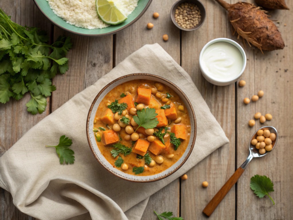 Süßkartoffel‑Kichererbsen‑Curry mit Kokosmilch