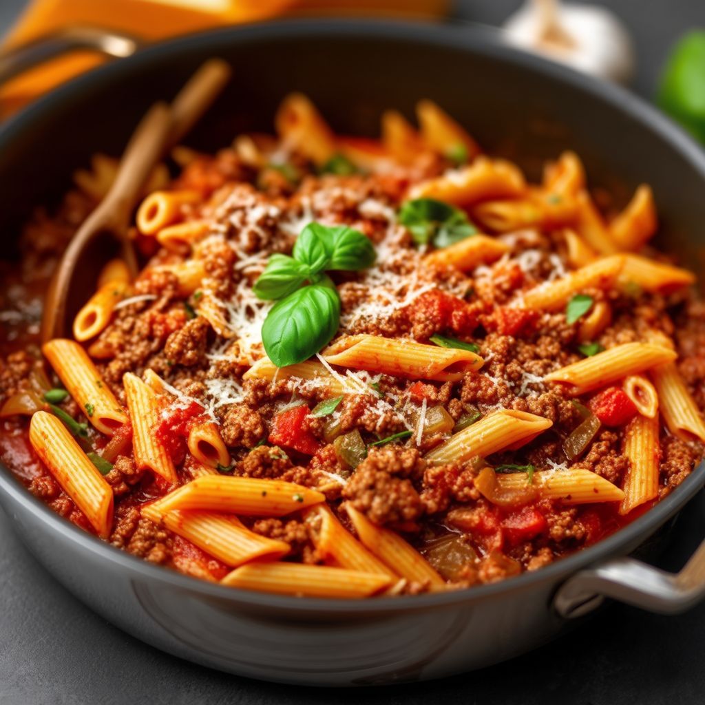 Herzhafte Ein-Topf Rindfleisch-Pasta Delikatesse