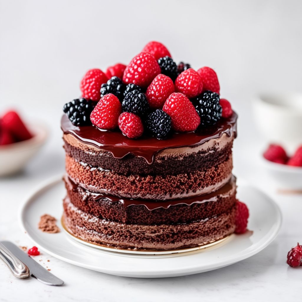 Torta a Strati di Cioccolato e Frutti di Bosco