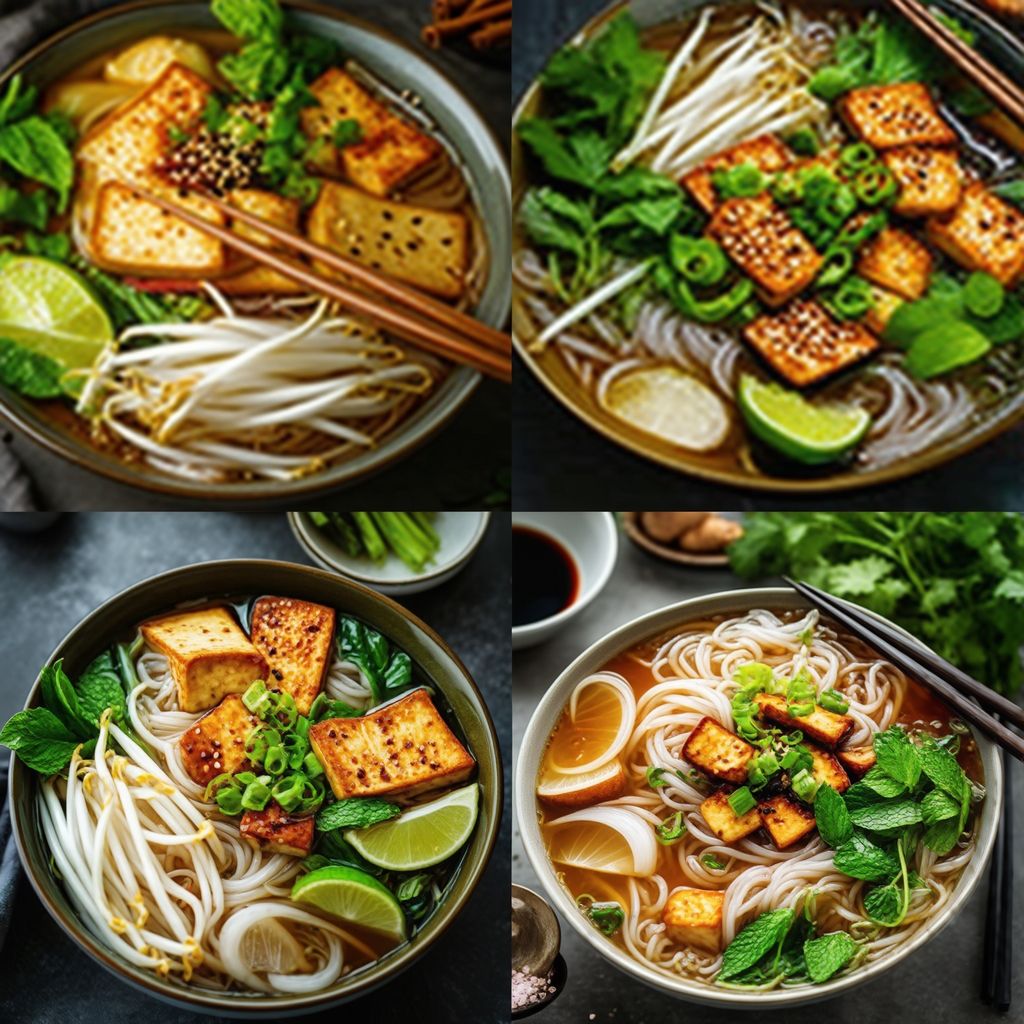 Verbesserte vegetarische Pho mit knusprigem Tofu