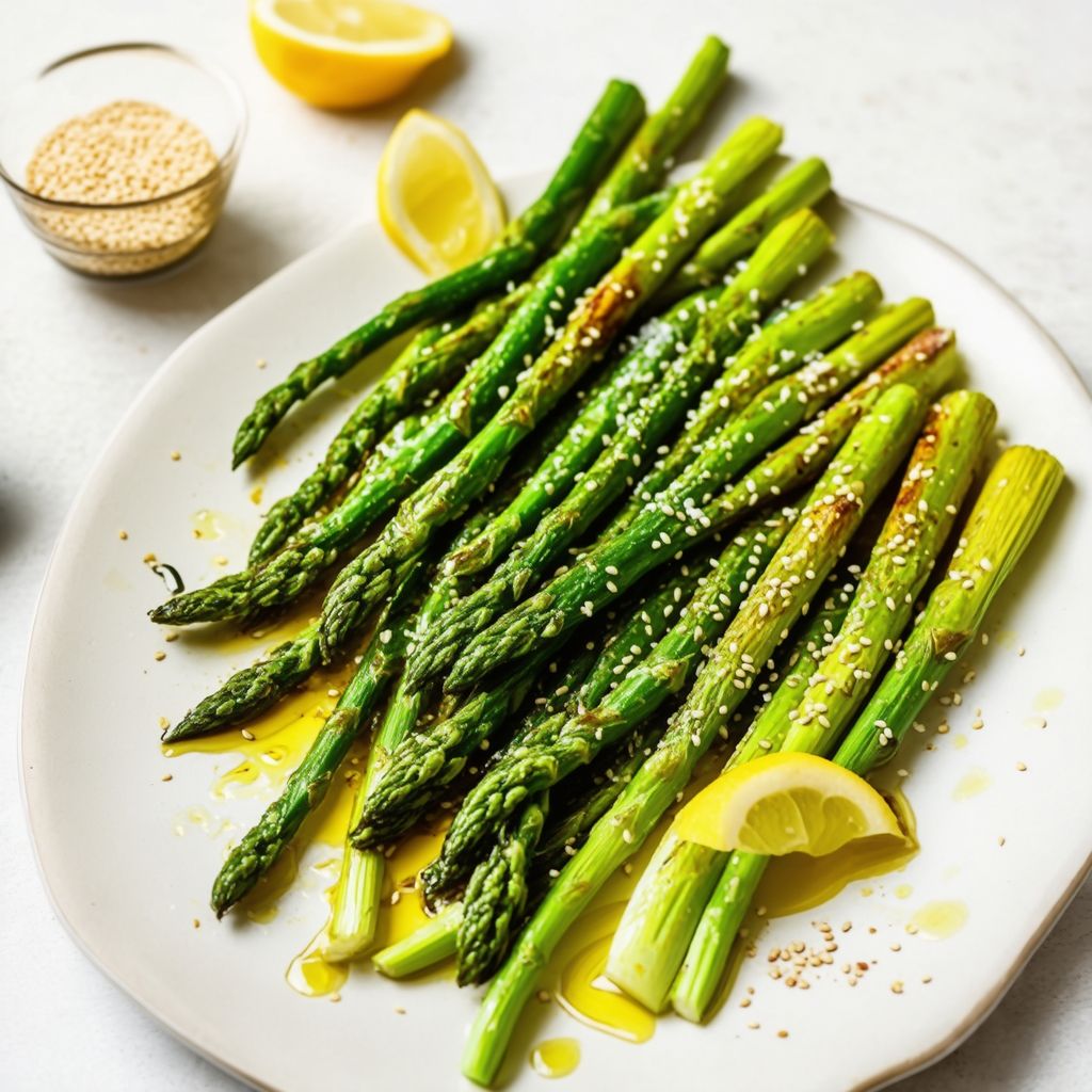 Gerösteter Spargel mit Zitrone und Sesam