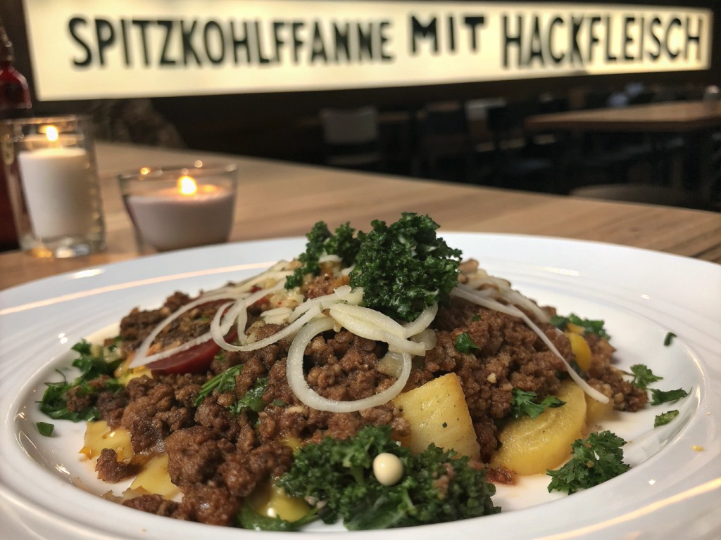 Spitzkohlpfanne mit Hackfleisch