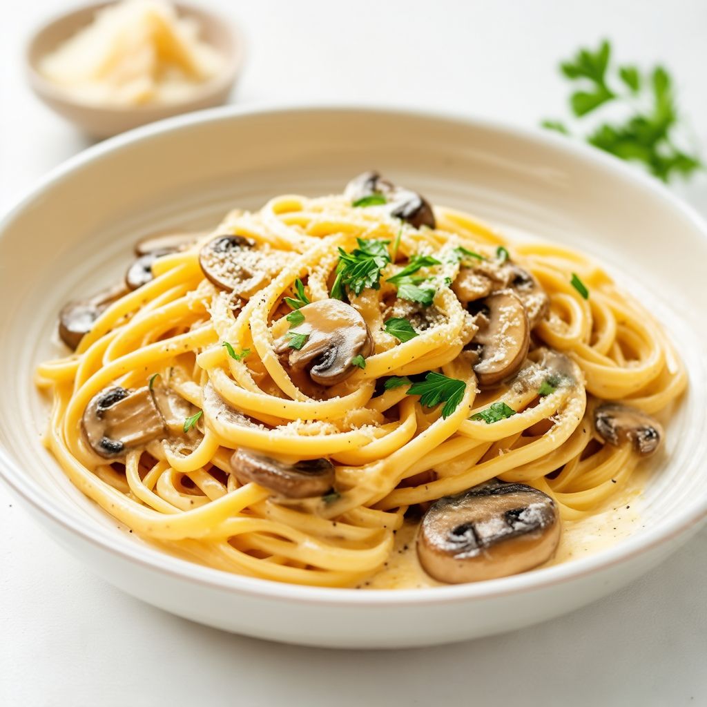 Pasta Cremosa ai Funghi e Aglio