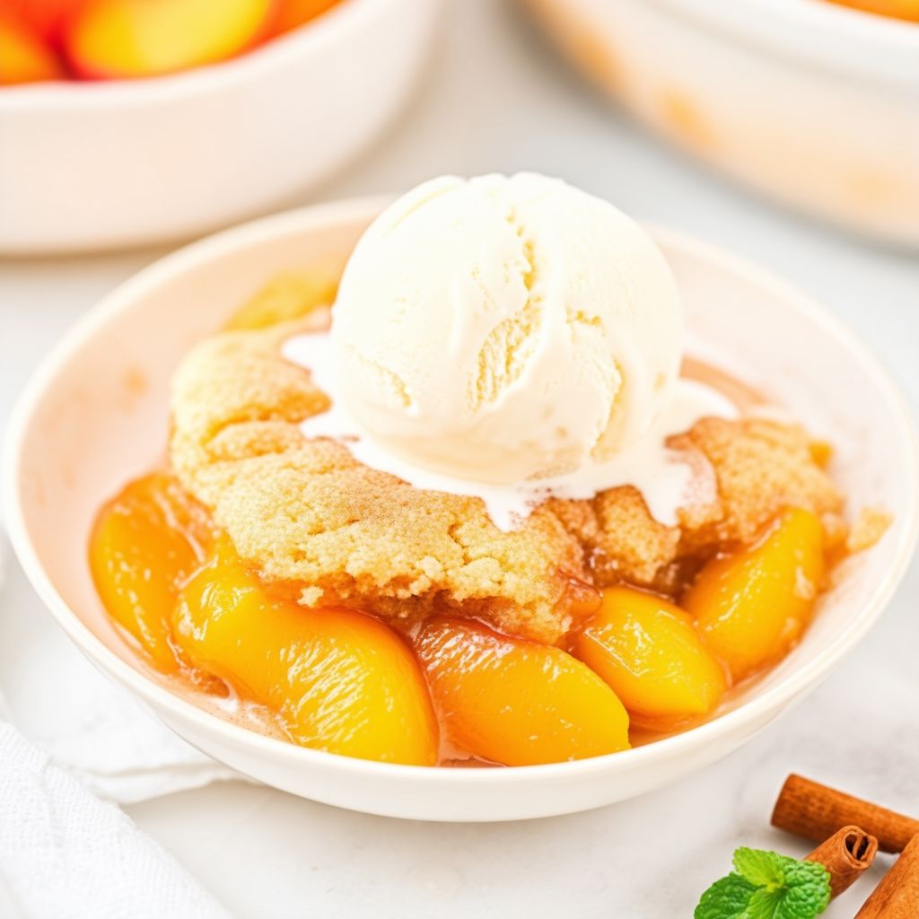 Langsame Kochpfanne Pfirsich-Cobbler Freude