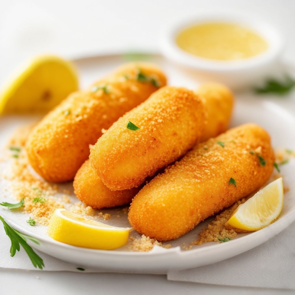 Goldene Kabeljau- und Kartoffelkroketten