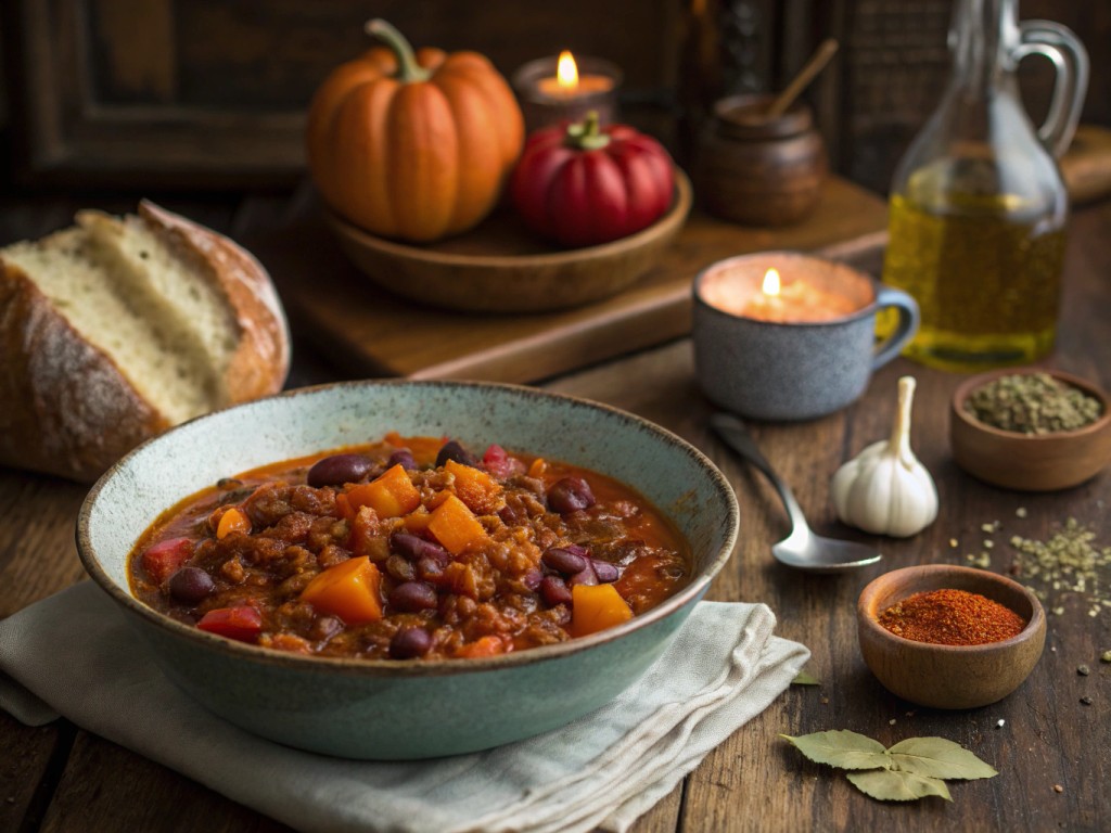 Zwei-Linsen-Kürbis-Chili mit Chorizo