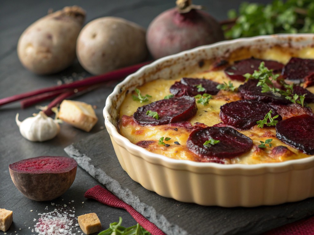 Rote-Bete-Kartoffel-Gratin