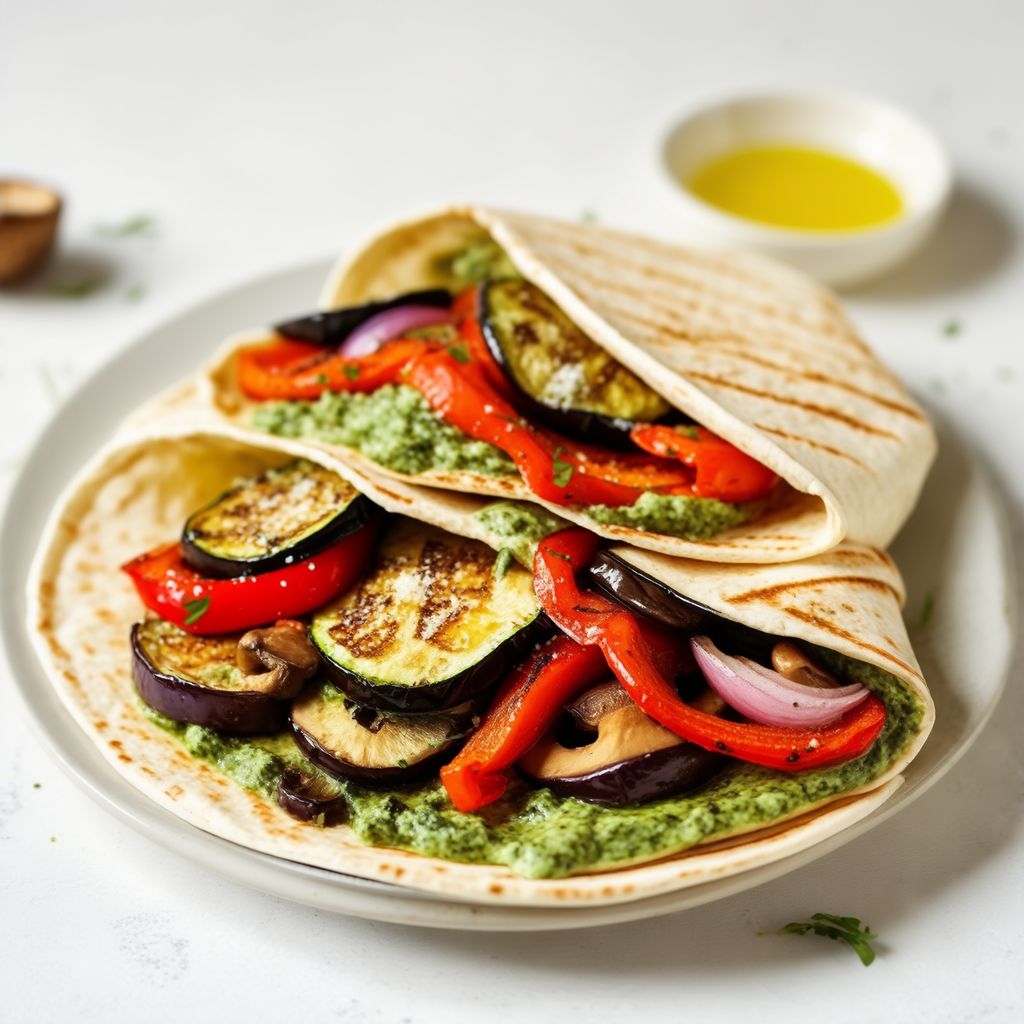 Wraps di Verdure Grigliate con Crema di Spinaci e Aglio