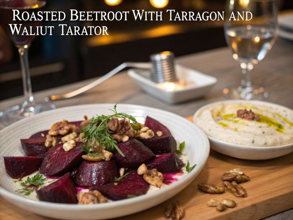 Roasted Beetroot with Tarragon and Walnut Tarator
