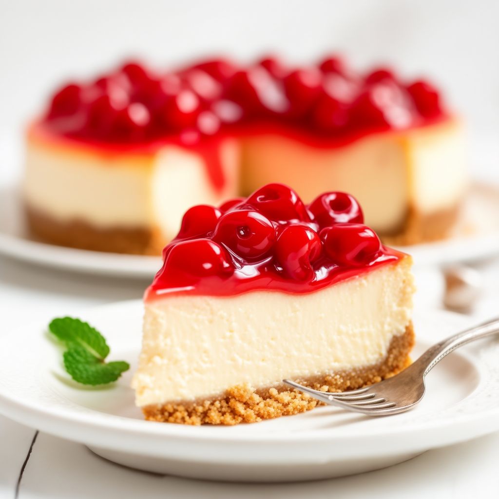 Cheesecake Cremoso alla Vaniglia con Topping di Ciliegie