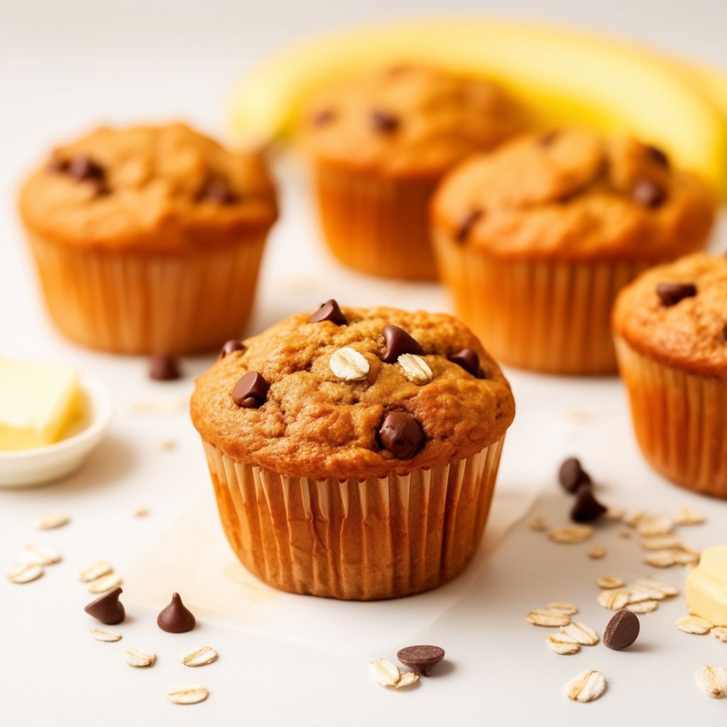 Bananen-Hafer-Schokoladenstückchen-Muffins