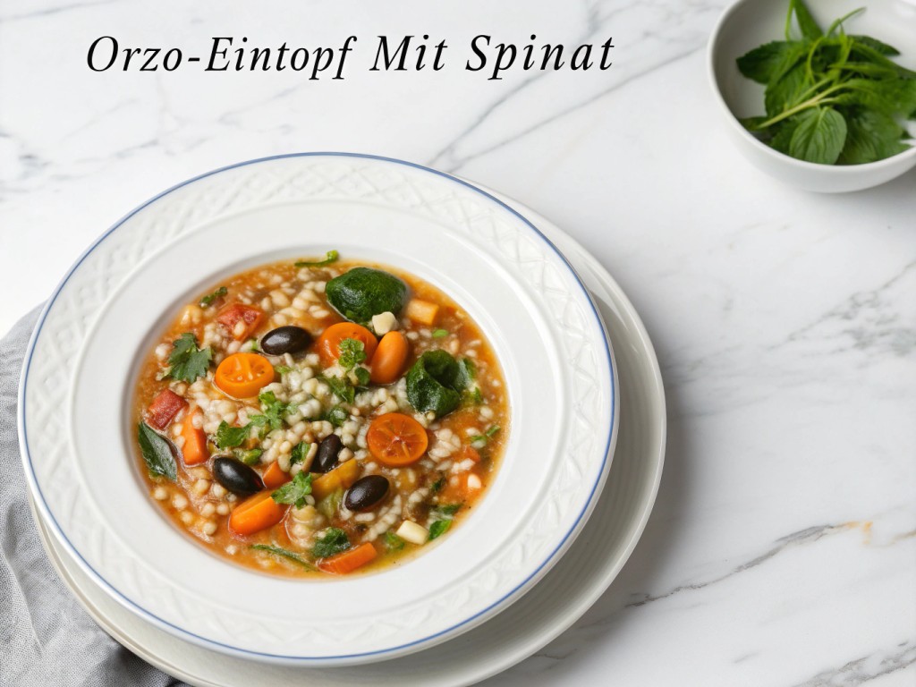 Orzo-Eintopf (Reisnudel-Eintopf) mit Spinat