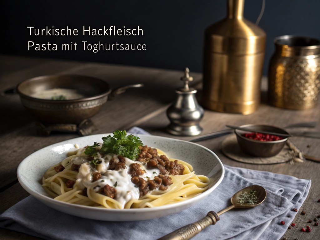 Türkische Hackfleisch Pasta mit Joghurtsauce