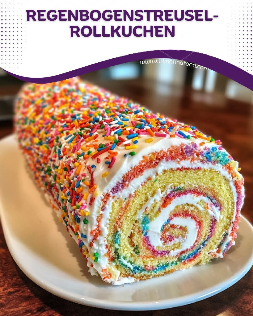 Regenbogen-Sprinkle-Rollkuchen