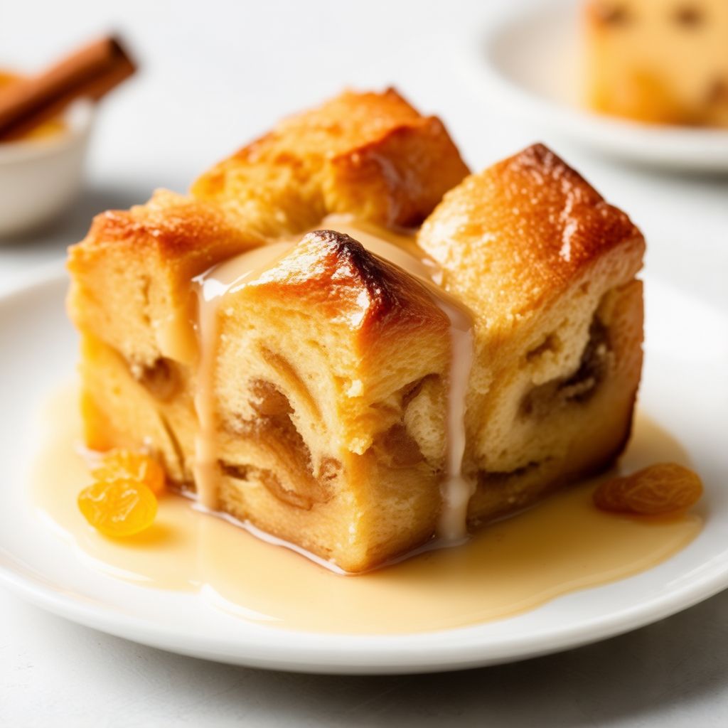 Budino di Pane Infuso al Whiskey con Salsa Cremosa