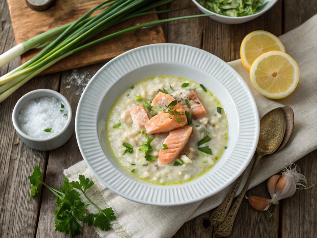 Lauchrahm mit Lachs