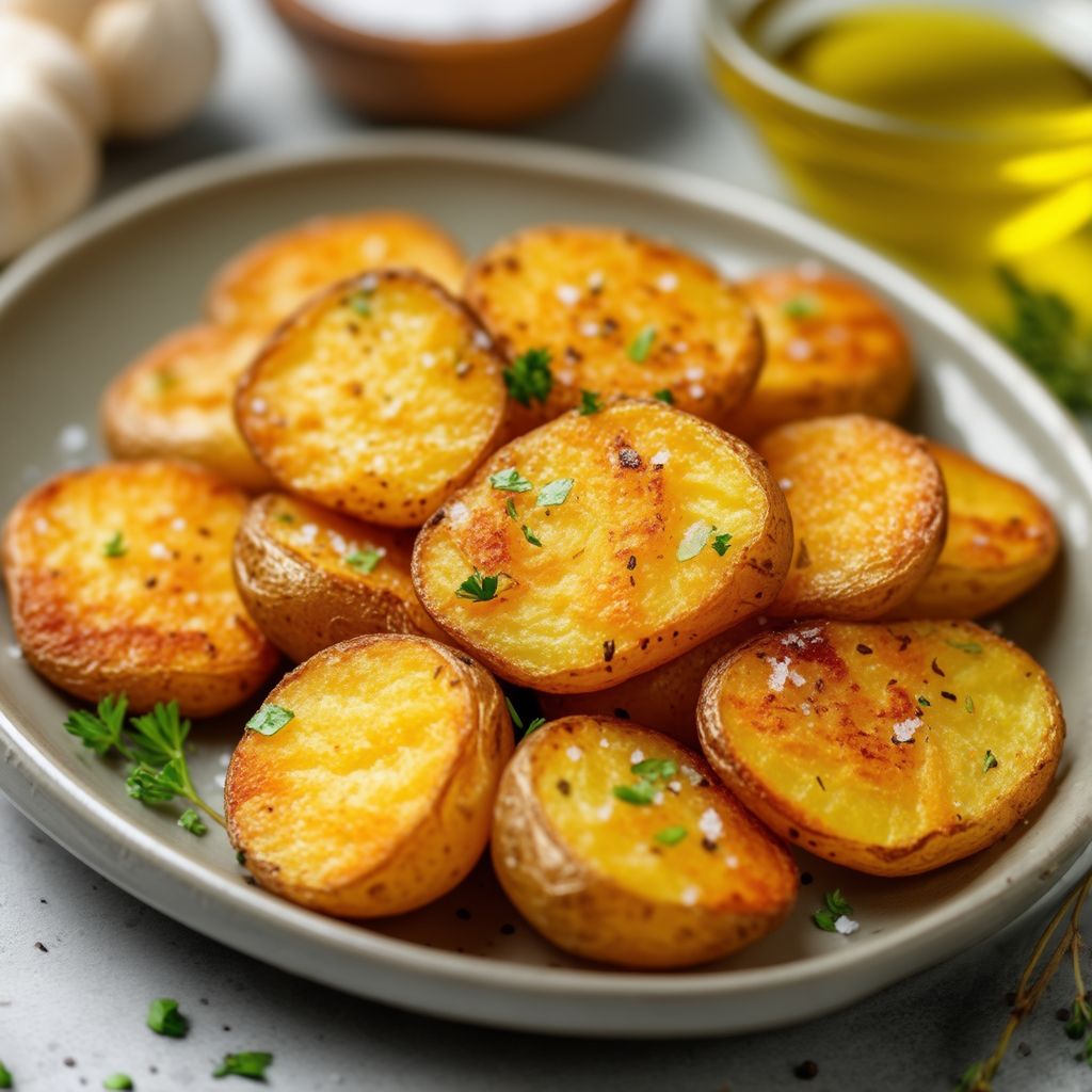 Knusprige Knoblauch-Kräuter-Stampfkartoffeln