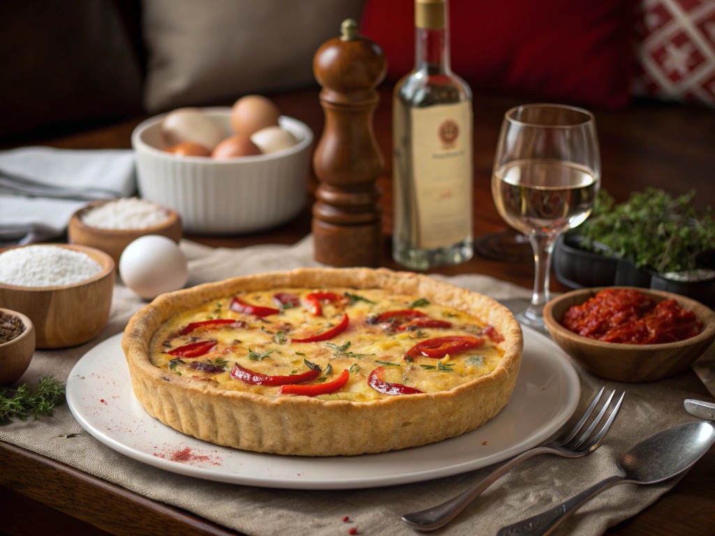 Vegetarische Paprika‑Zwiebel‑Quiche