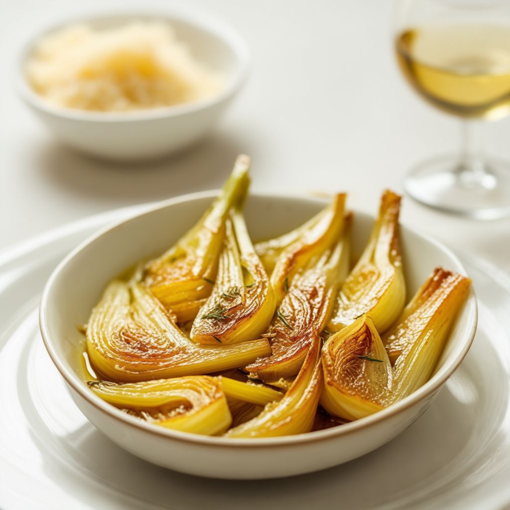 Karamellisierter Fenchel mit Weißwein und Käse