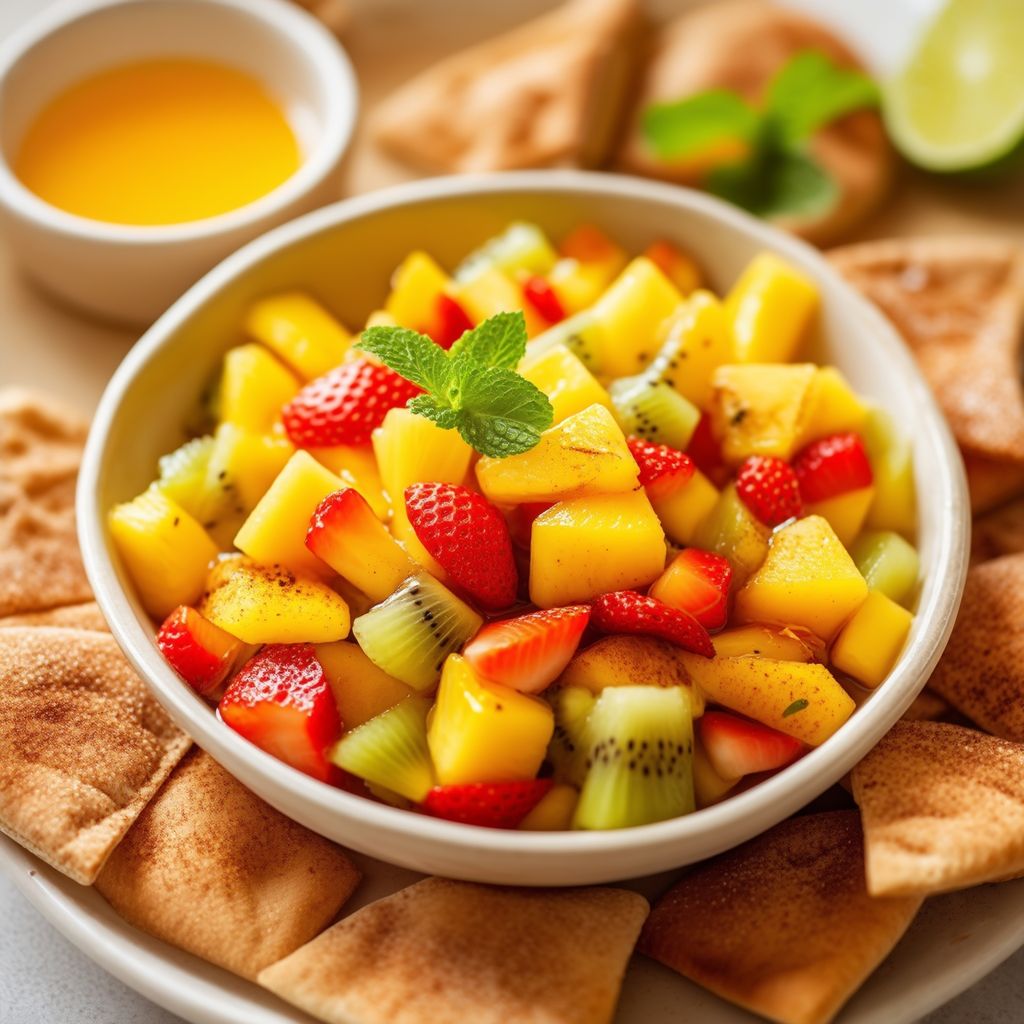 Tropische Fruchtsalsa mit Zimt-Pita-Chips