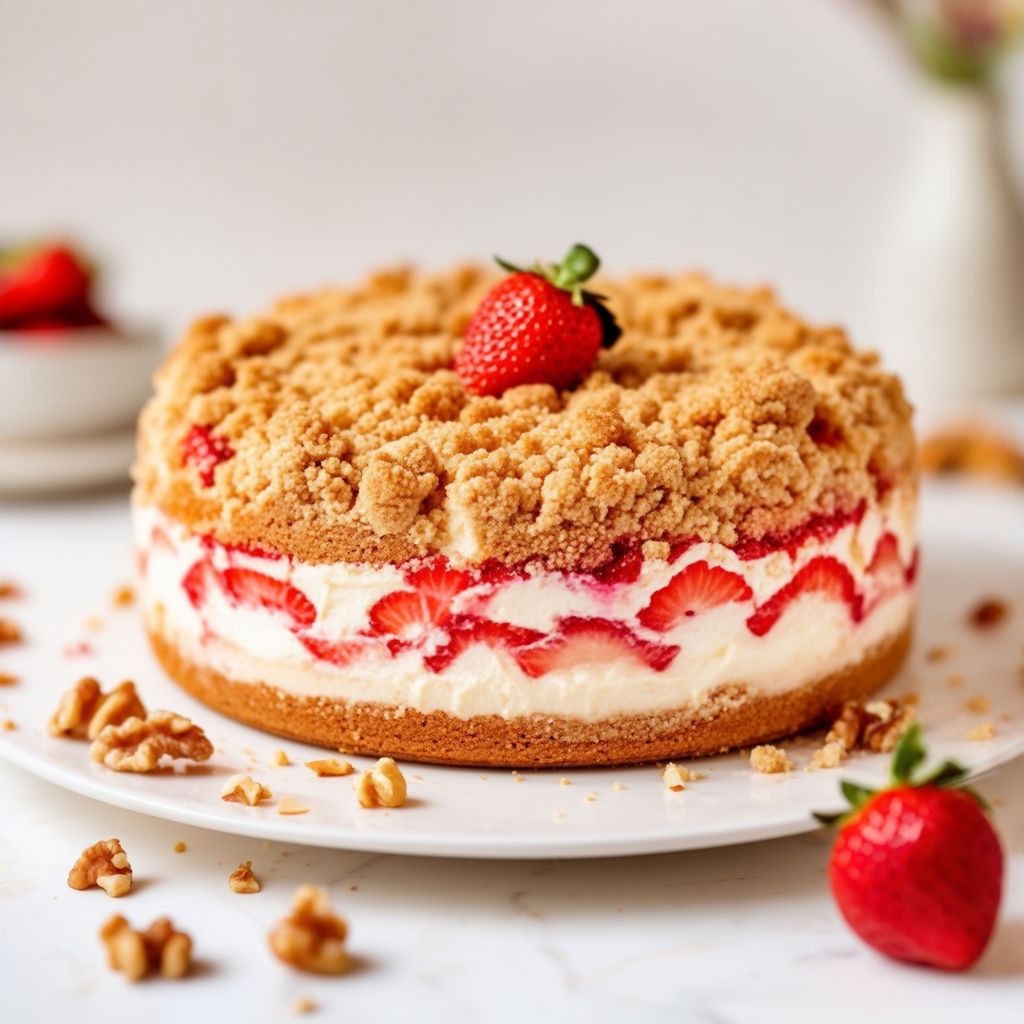 Erdbeer-Frischkäse-Crumble-Kuchen