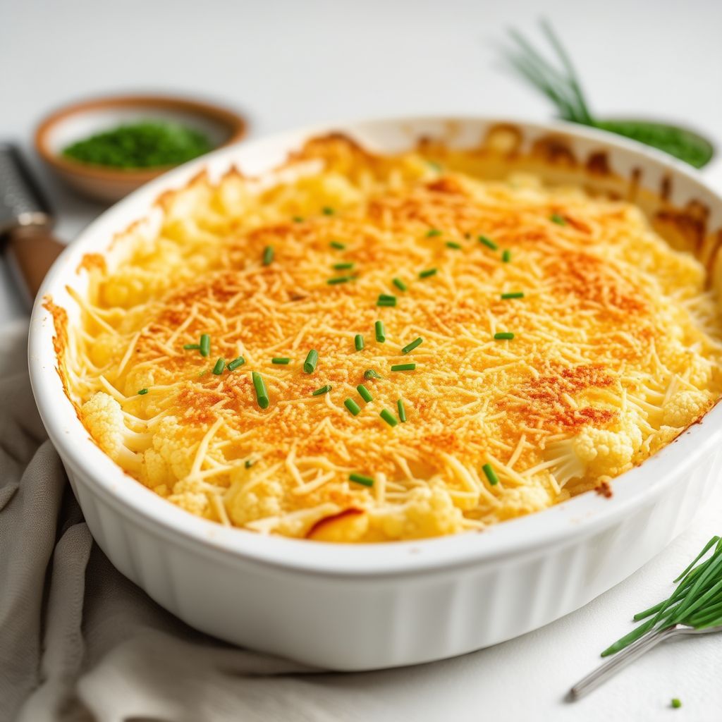 Cremiges Dijon Blumenkohl Gratin
