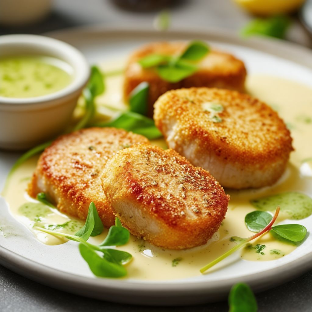 Golden Pork Medallions with Tangy Herb Sauce