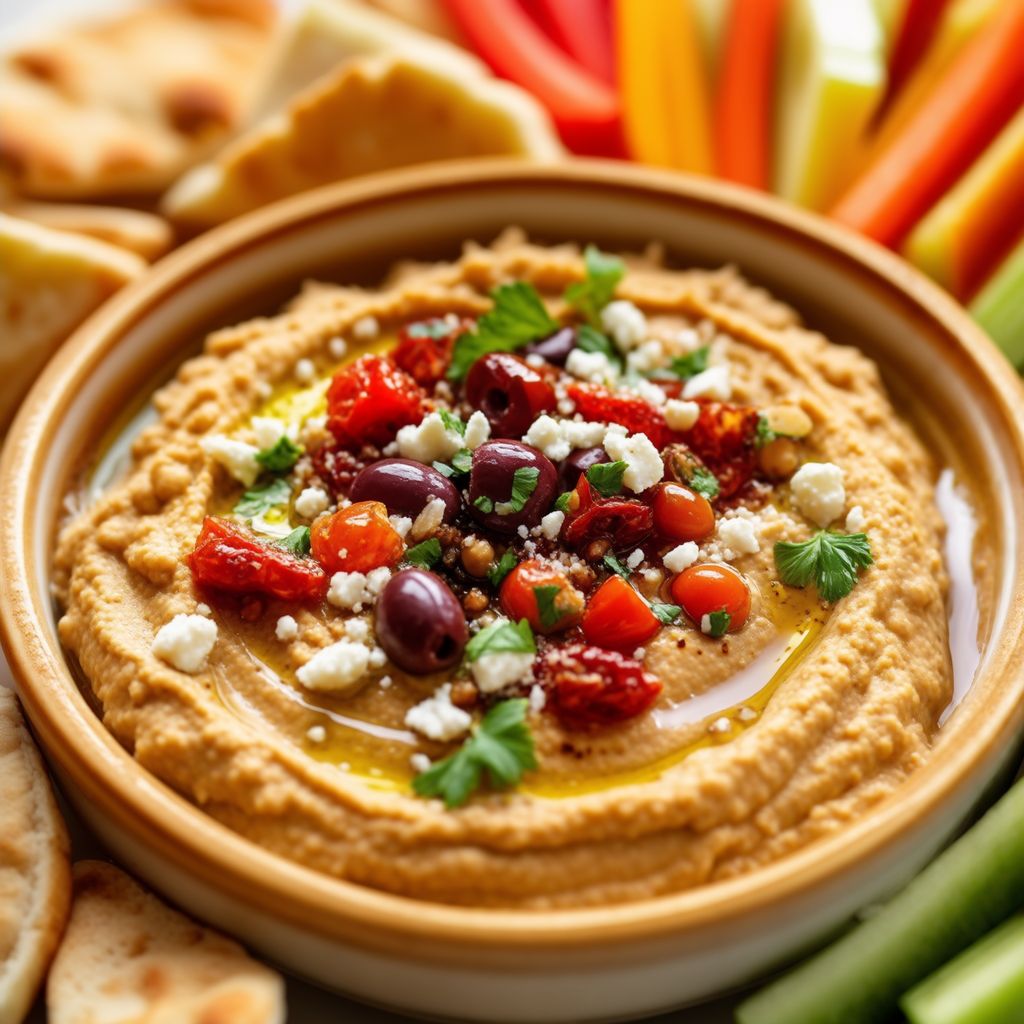 Dip di Ceci Mediterraneo con Condimenti Gustosi