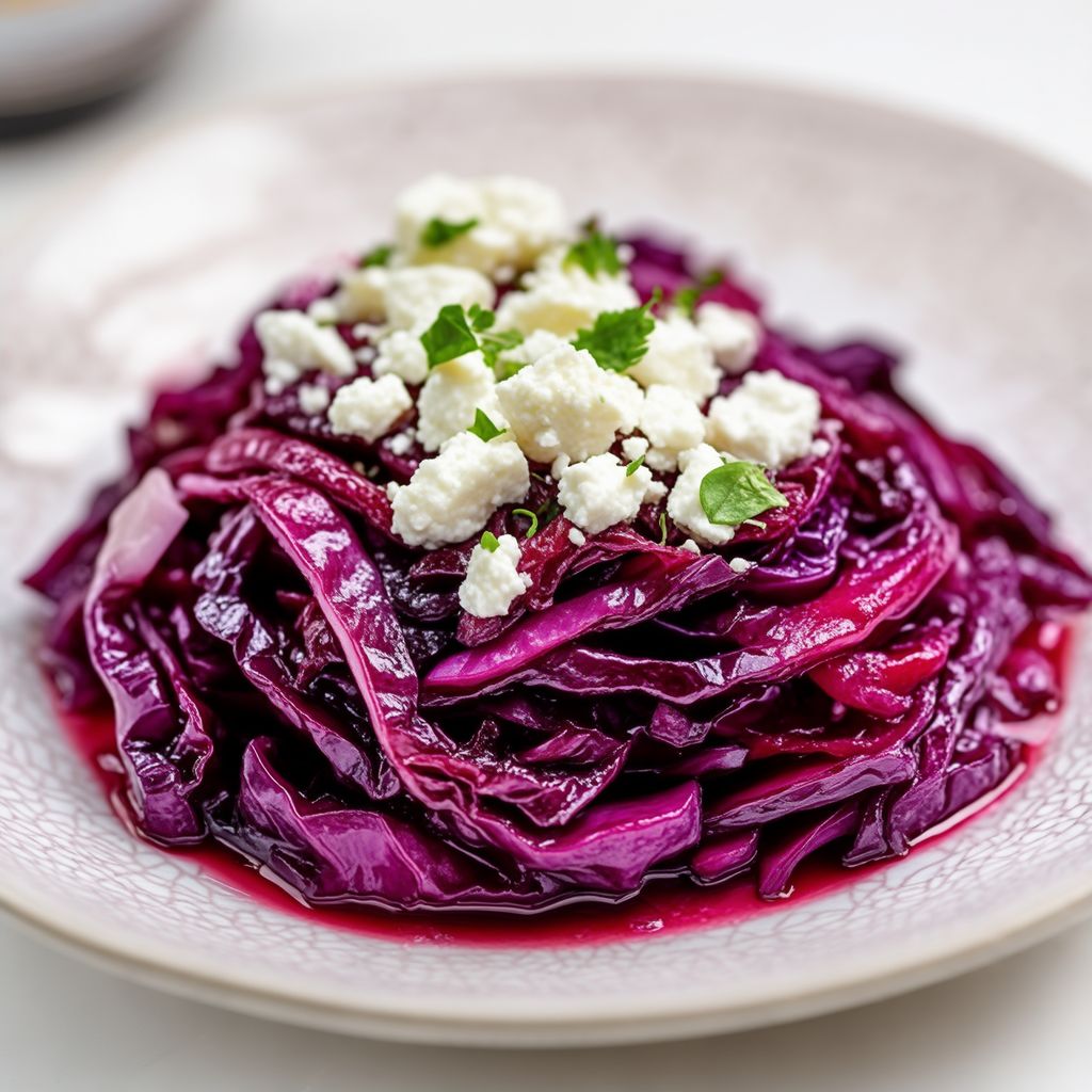 Savory Braised Red Cabbage with Creamy Goat Cheese