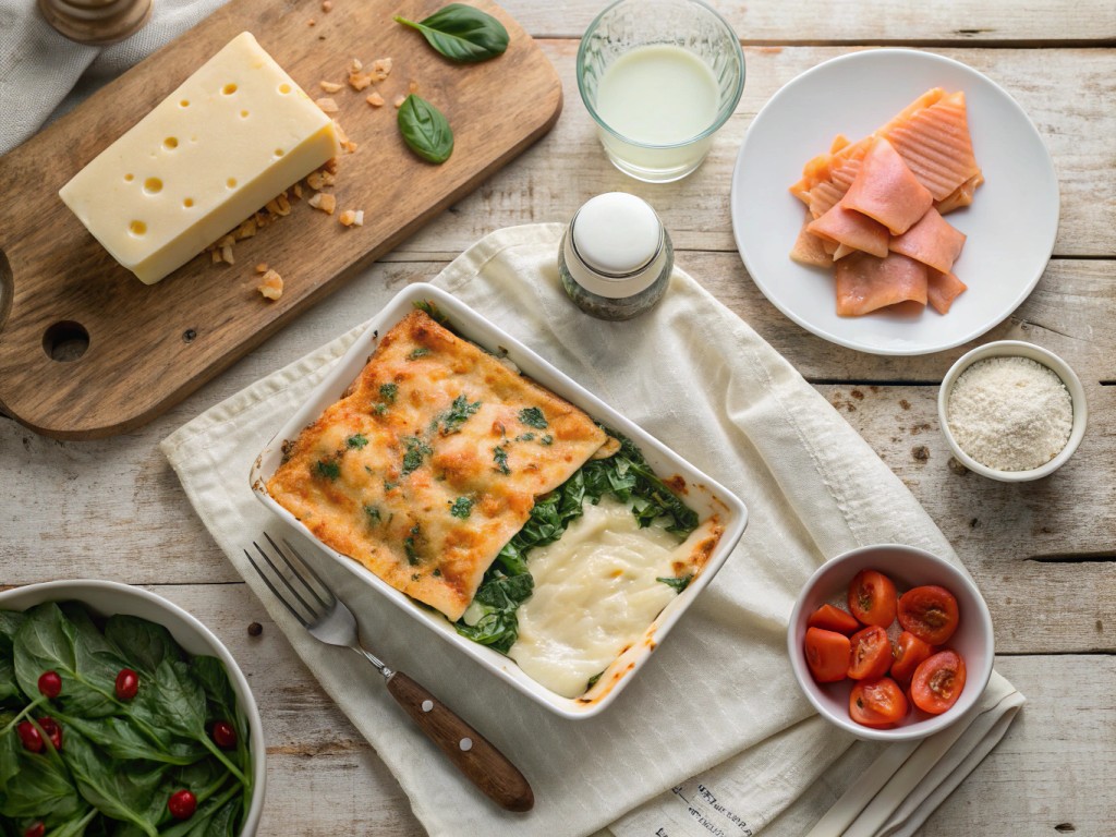 Lachs-Lasagne mit Spinat
