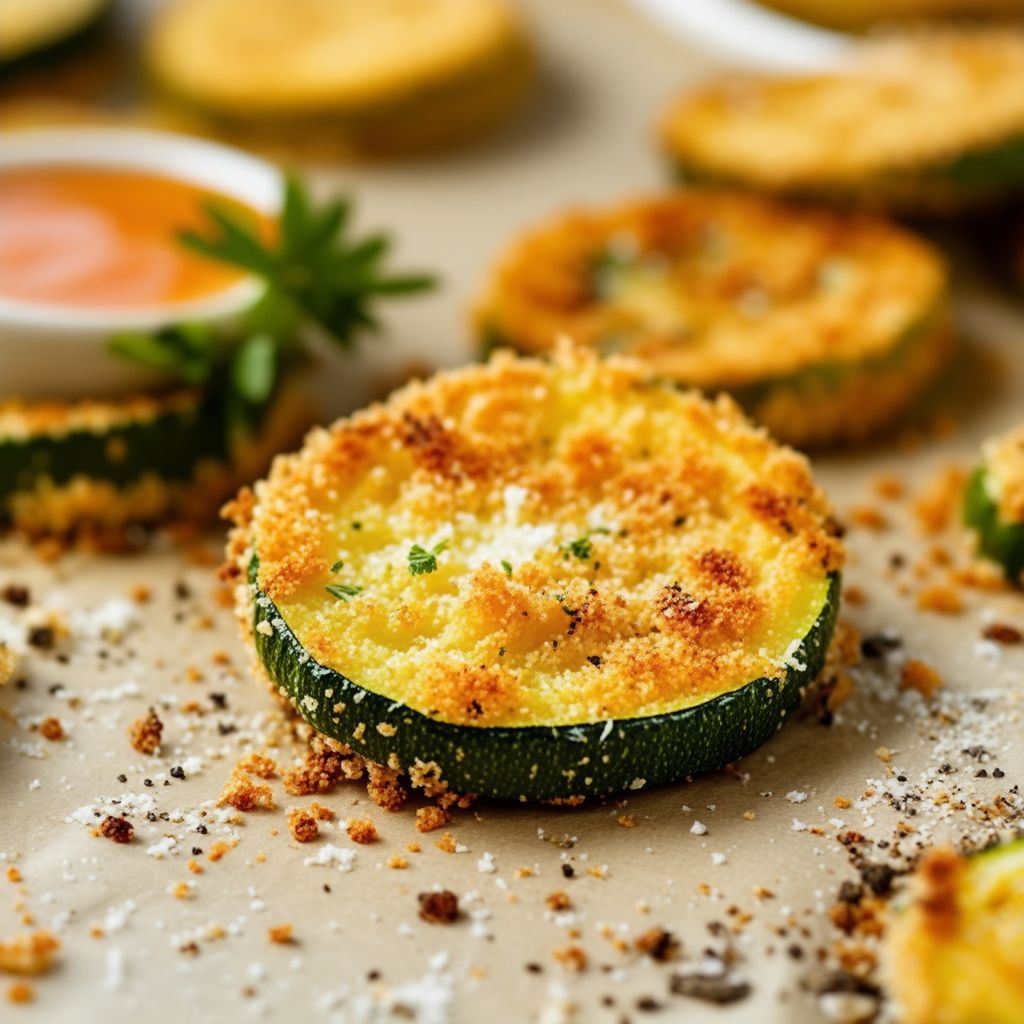 Knusprige Gebackene Zucchinischeiben