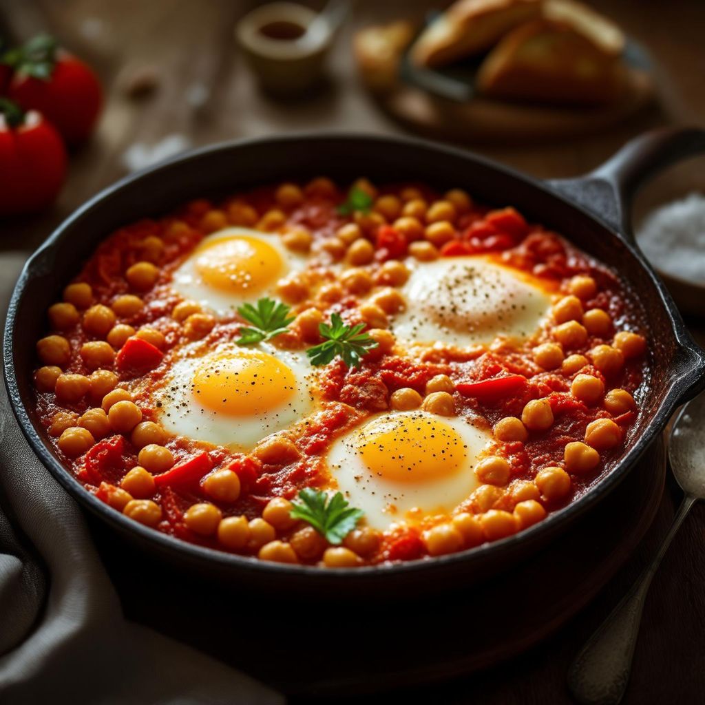 Einfache Shakshuka mit Kichererbsen