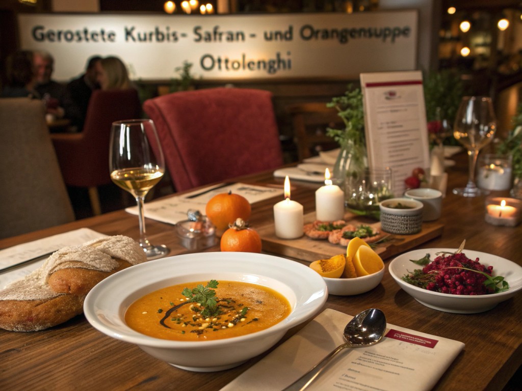 Geröstete Kürbis‑, Safran‑ und Orangensuppe – Ottolenghi