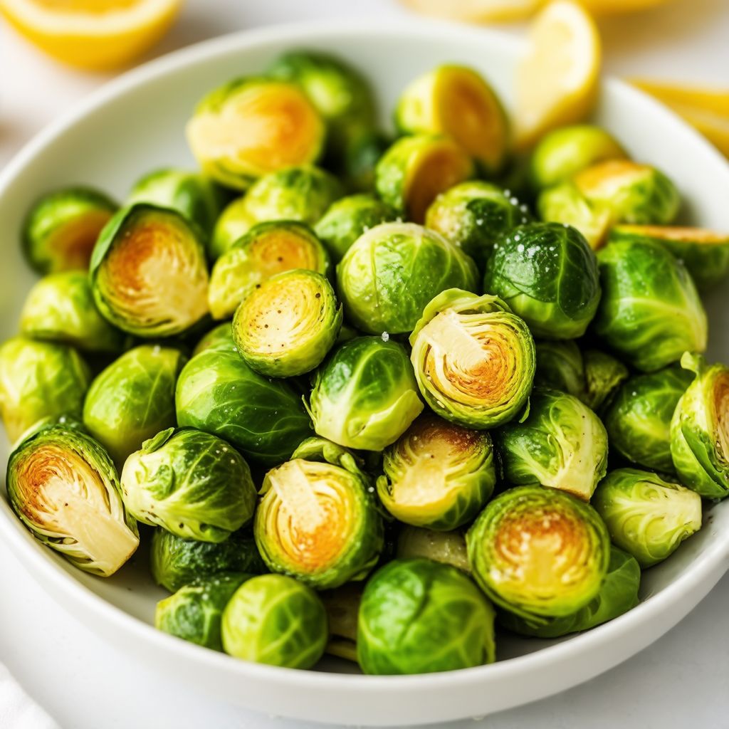 Knusprige Zitronen-Knoblauch Rosenkohl