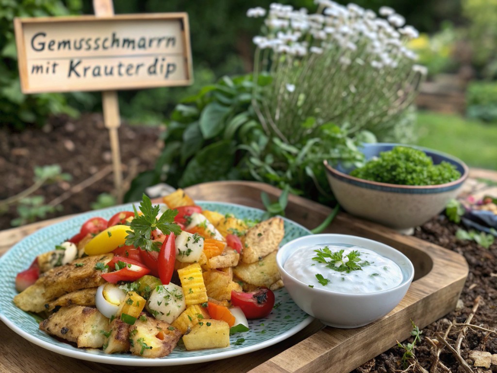 Gemüseschmarrn mit Kräuterdip