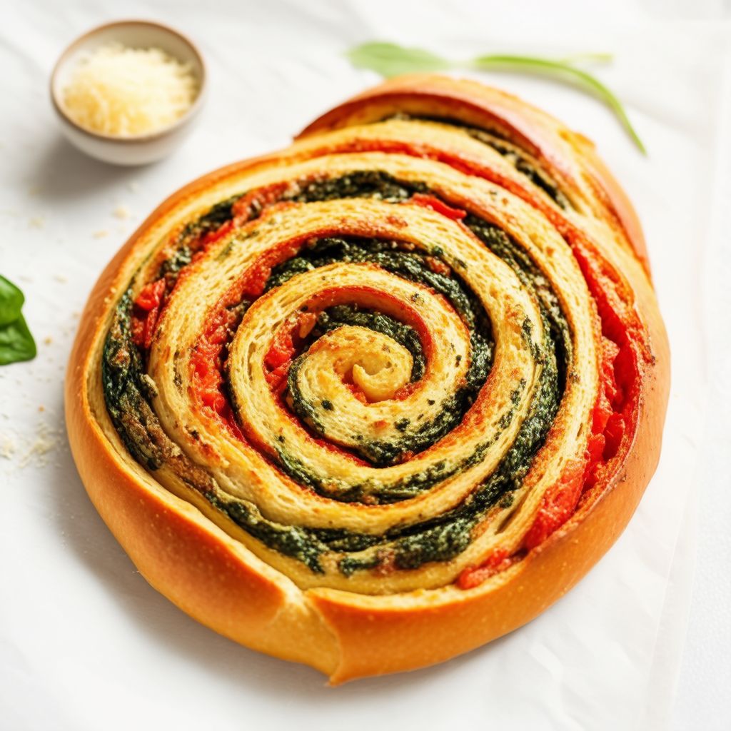 Herzhafter Spinat-Tomaten-Schneckenbrot