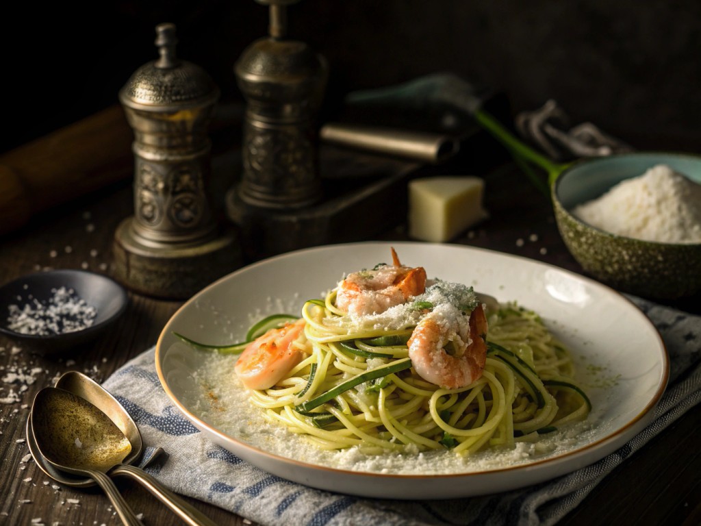 Zucchininudeln mit Shrimps
