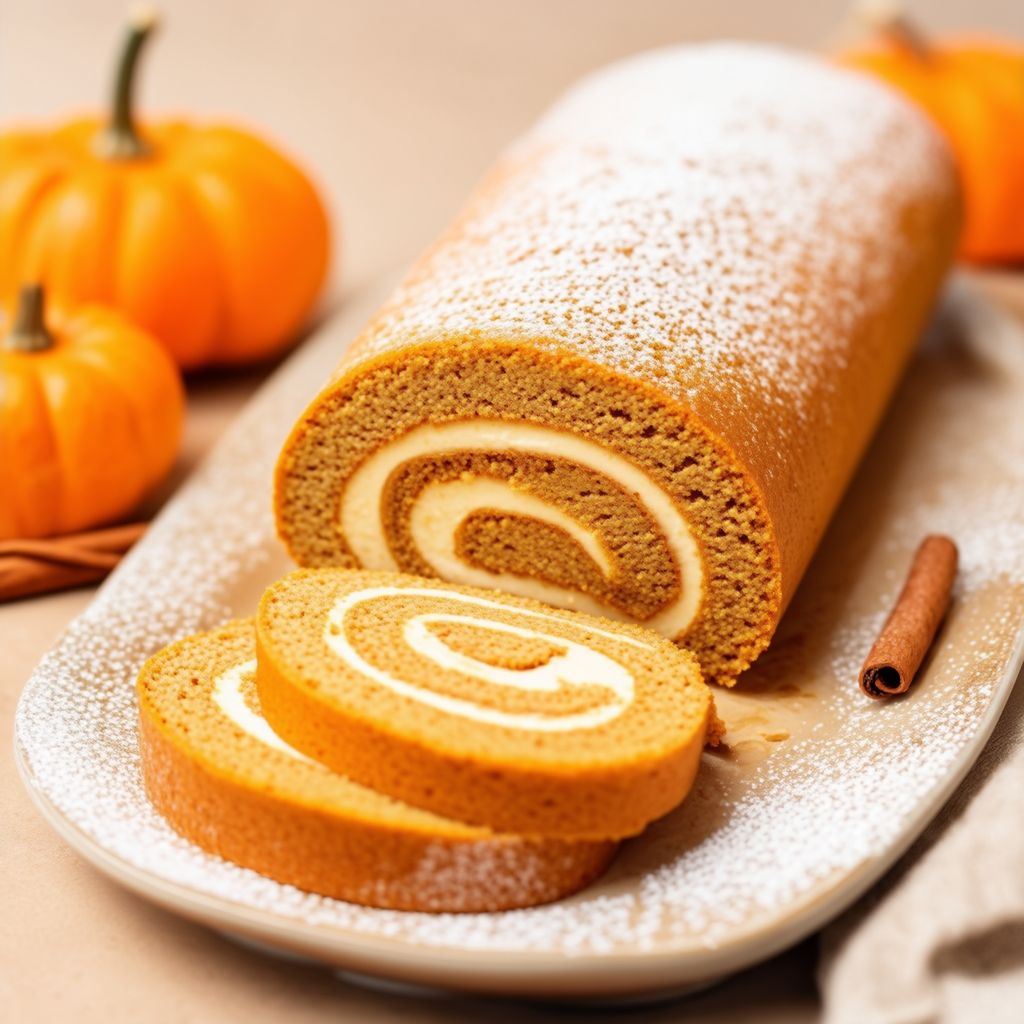 Spiced Pumpkin Roll with Creamy Filling