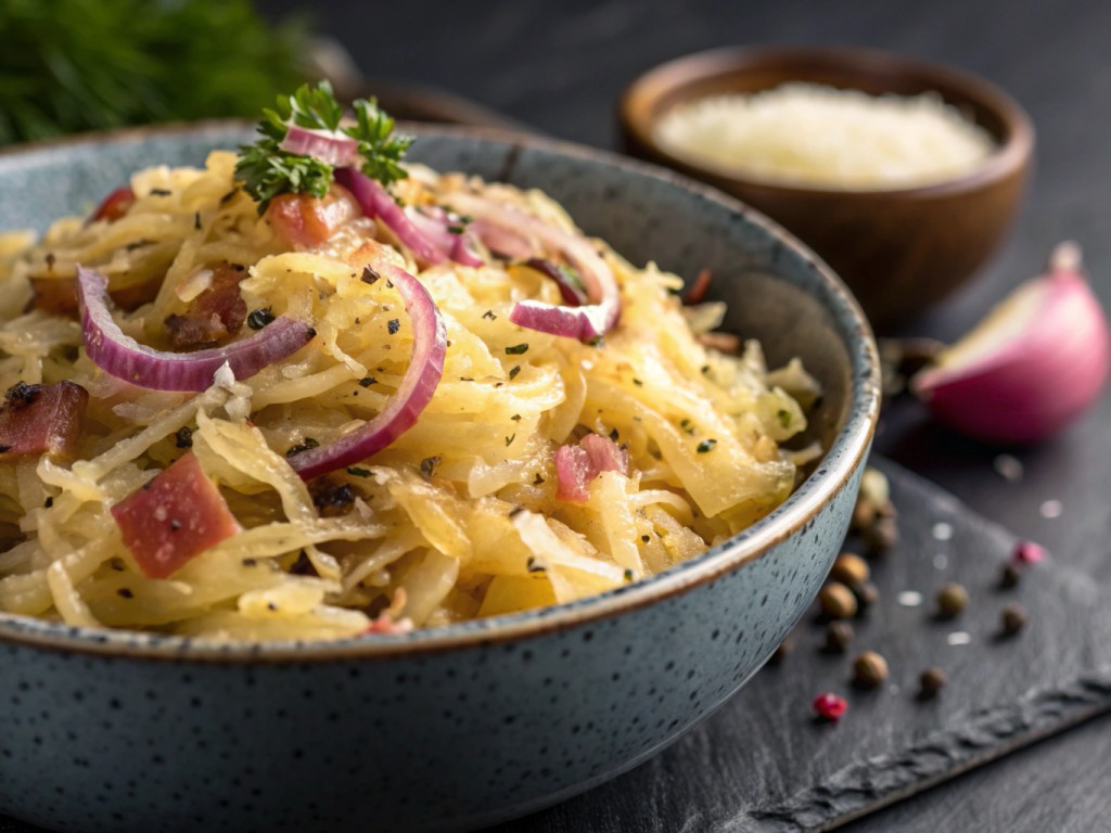 Krautschupfnudeln mit Sauerkraut