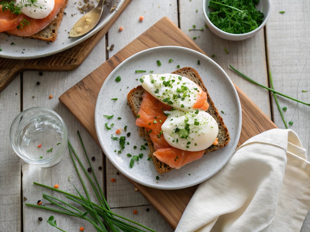Pochiertes Ei mit Lachs und Vollkornbrot